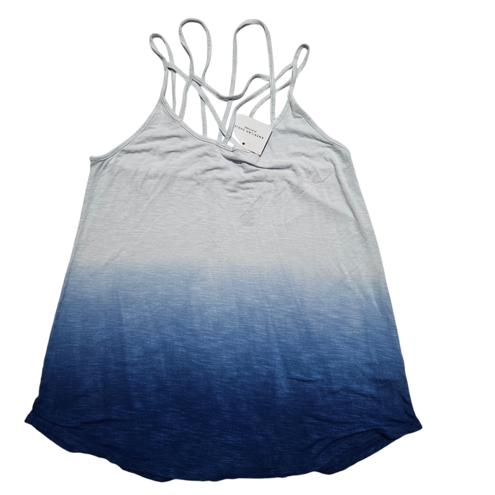 NWT American Eagle Soft & Sexy Blue Tie Dye Ombre Criss Cross Tank Top Sz XS